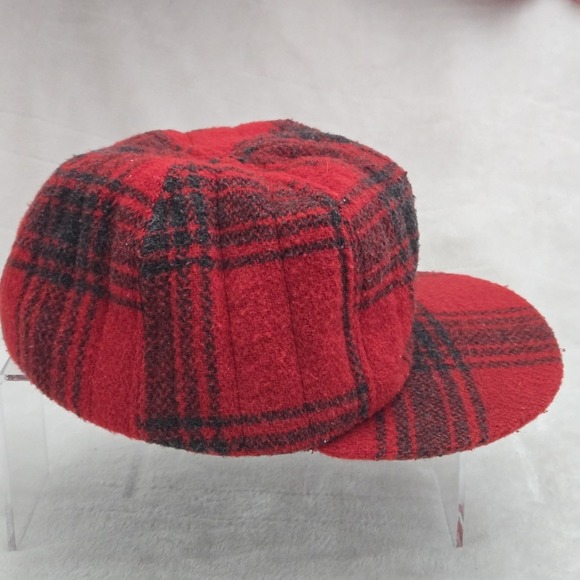 Red Plaid Wool Blend Hunting Hat Newsboy Cap Classic Style - Picture 2 of 8